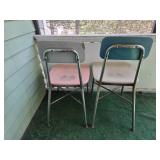Pair of Retro Metal Chairs with Colored Seats