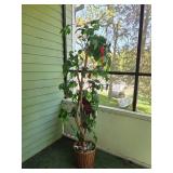 Indoor Decorative Tall Faux Tree in Woven Basket