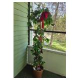 Indoor Decorative Tall Faux Tree in Woven Basket
