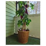 Indoor Decorative Tall Faux Tree in Woven Basket