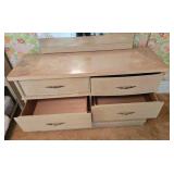 Vintage Wooden Dresser with Mirror and Six Drawers