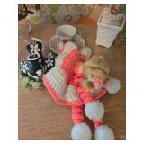 Collection of Vintage Home Decor Items including Vases, Oil Lamp, and Floral Arrangements