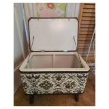 Vintage Upholstered Storage Footstool with Tapestry Design