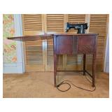Vintage Necchi-Elna Sewing Machine with Built-in Cabinet