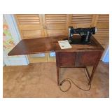Vintage Necchi-Elna Sewing Machine with Built-in Cabinet