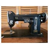Vintage Necchi-Elna Sewing Machine with Built-in Cabinet