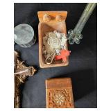 Mixed Collection: Ceramic Vases, Wood Carvings, and Home Decor Items