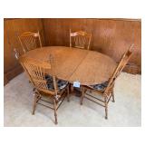 Oak Dining Table with Spindle Back Chairs Set