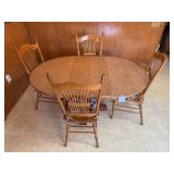 Oak Dining Table with Spindle Back Chairs Set
