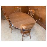 Oak Dining Table with Spindle Back Chairs Set