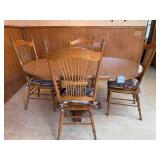 Oak Dining Table with Spindle Back Chairs Set