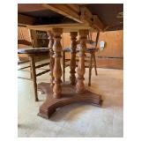 Oak Dining Table with Spindle Back Chairs Set