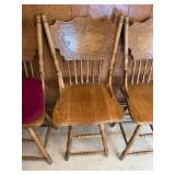 Set of 3 Oak Swivel Dining Chairs with Ornate Backrests