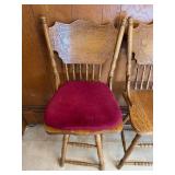 Set of 3 Oak Swivel Dining Chairs with Ornate Backrests