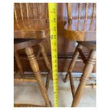 Set of 3 Oak Swivel Dining Chairs with Ornate Backrests