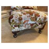 Vintage Floral Armchair with Matching Ottoman