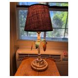 Vintage Table Lamp with Fabric Shade and Fruit Motif