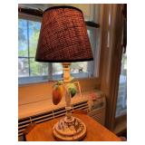 Vintage Table Lamp with Fabric Shade and Fruit Motif