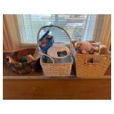 Collection of Wicker Baskets with Household Items