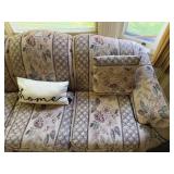 Floral Pattern Three-Cushion Sofa with Pillow Accents
