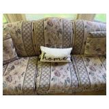 Floral Pattern Three-Cushion Sofa with Pillow Accents
