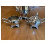Vintage Silver-Plated Tea Service Set with Teapot, Sugar Bowl, & Creamer