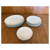Set of Vintage Floral Design Porcelain Plates