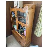 Antique Wood Display Cabinet with Glass Doors