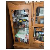 Antique Wood Display Cabinet with Glass Doors