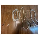 Collection of Elegant Faux Pearl and Chain Necklaces with Charms Inc Sarah Coventry