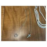 Collection of Elegant Faux Pearl and Chain Necklaces with Charms Inc Sarah Coventry