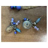 Vintage Jewelry Collection with Wood Jewelry Box