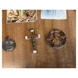 Collection of Religious Items including Rosaries and Cards