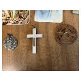 Collection of Religious Items including Rosaries and Cards