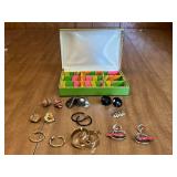 Collection of Assorted Earrings with Decorative Storage Box