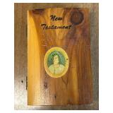 Vintage Rosary with Medals, Wooden Box, and Religious Print