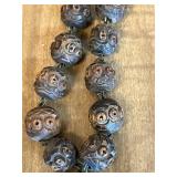 Vintage Rosary with Medals, Wooden Box, and Religious Print