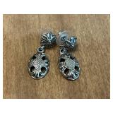 Set of Assorted Vintage Earrings and Decorative Jewelry Box