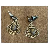 Set of Assorted Vintage Earrings and Decorative Jewelry Box