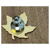 Vintage Maplewood Moose Lodge Membership Box (lock is broken) with Pins and Accessories Inc Silver Tone "B" Key Chain