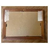 Set of 2 Humorous Cartoon Prints in Wooden Frames on 18" Wide Wooden Wall Shelf