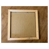 Set of 2 Humorous Cartoon Prints in Wooden Frames on 18" Wide Wooden Wall Shelf