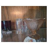 Elegant Collection of Glassware and Decorative Plates - Top Shelf Only