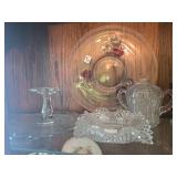 Elegant Collection of Glassware and Decorative Plates - Top Shelf Only