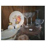 Collection of Assorted Vintage Porcelain and Glassware - Top Shelf in Picture Only