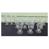 Set of Etched Crystal Wine Glasses with Floral Designs