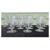 Set of Etched Crystal Wine Glasses with Floral Designs