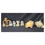 Collection of Porcelain Figures and Seashell Decorations