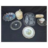 Vintage Household Collection: Ceramic Teapot, Glass Dishes, and More