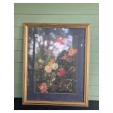 Framed Floral Print Artwork in Gold Frame